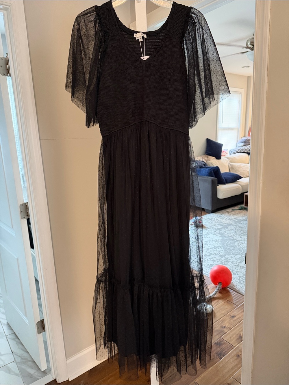 Baltic Born Martha Smocked Tulle Dress XL Black